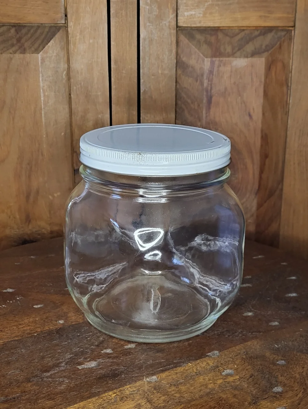 Clear Glass Storage Jar with White Screw Lid - Picture 1 of 12